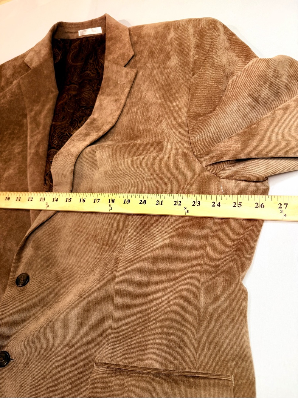 Chaps Blazer Men's 50R Tan/Beige Corduroy 2 Button Sport Coat Jacket Suede-like - Picture 11 of 15